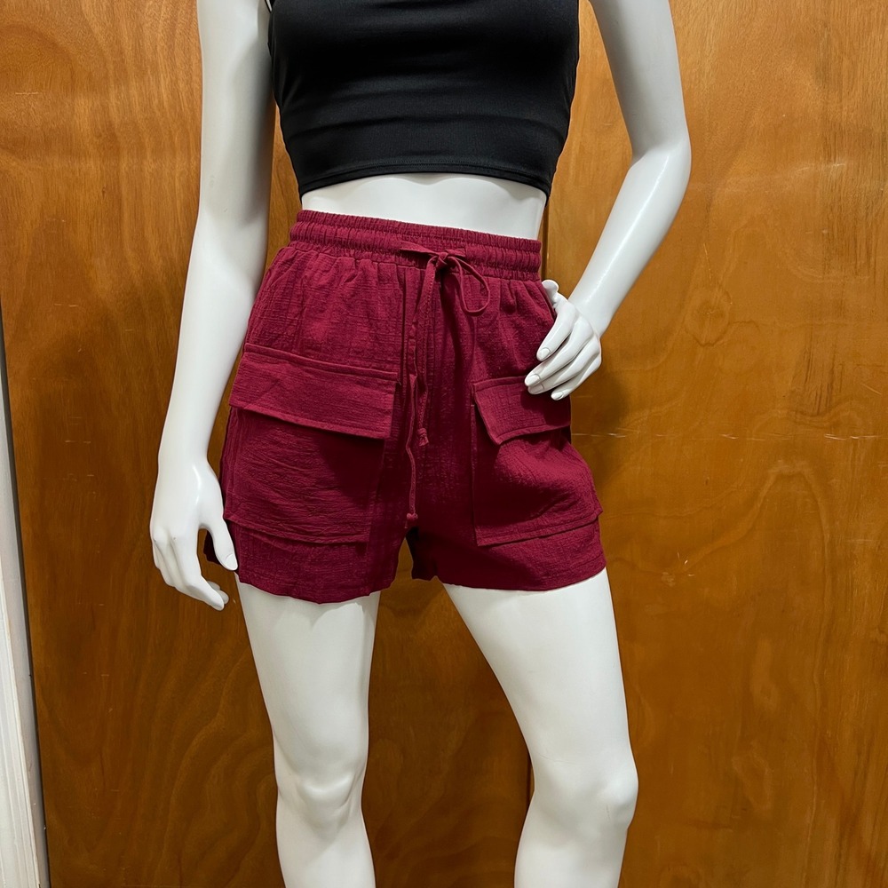 ReachMe Women's Cargo Shorts Black Drawstring Size S